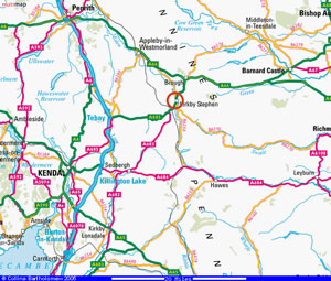 Map showing location of Kirkby Stephen Business Parks Cumbria